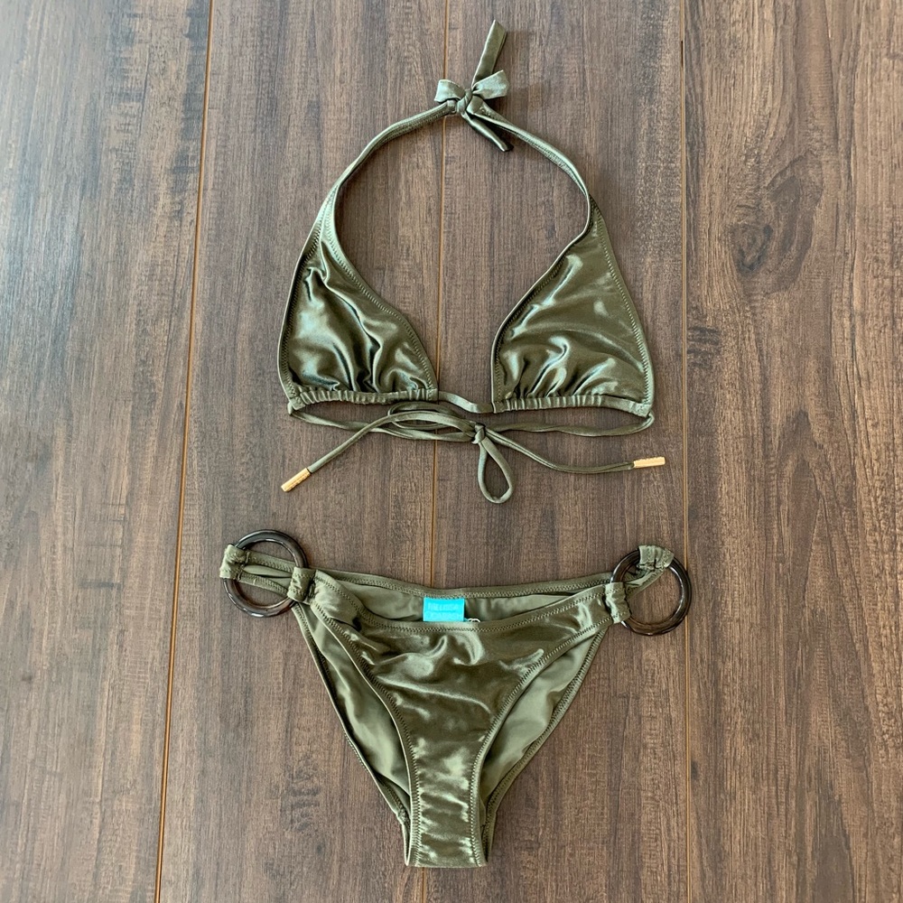 NWT - Melissa Odabash Olive Satin Bikini